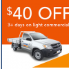 $40 off 3+ days on light commercial