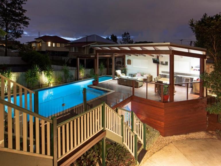 Modern deck & pool.
