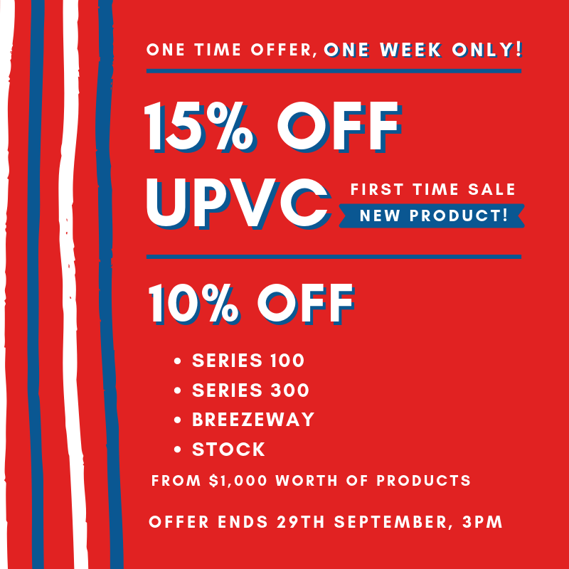 UPVC SALE! 15% OFF on our new products.