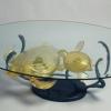 Glass table with 24 Carat Gold Turtles
