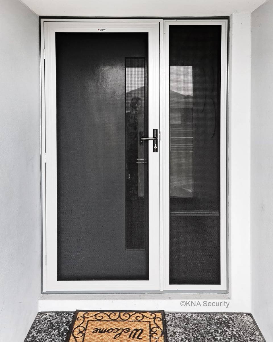 View Photo: Grey Stainless Steel Mesh Security Door with Side Panel - Perth