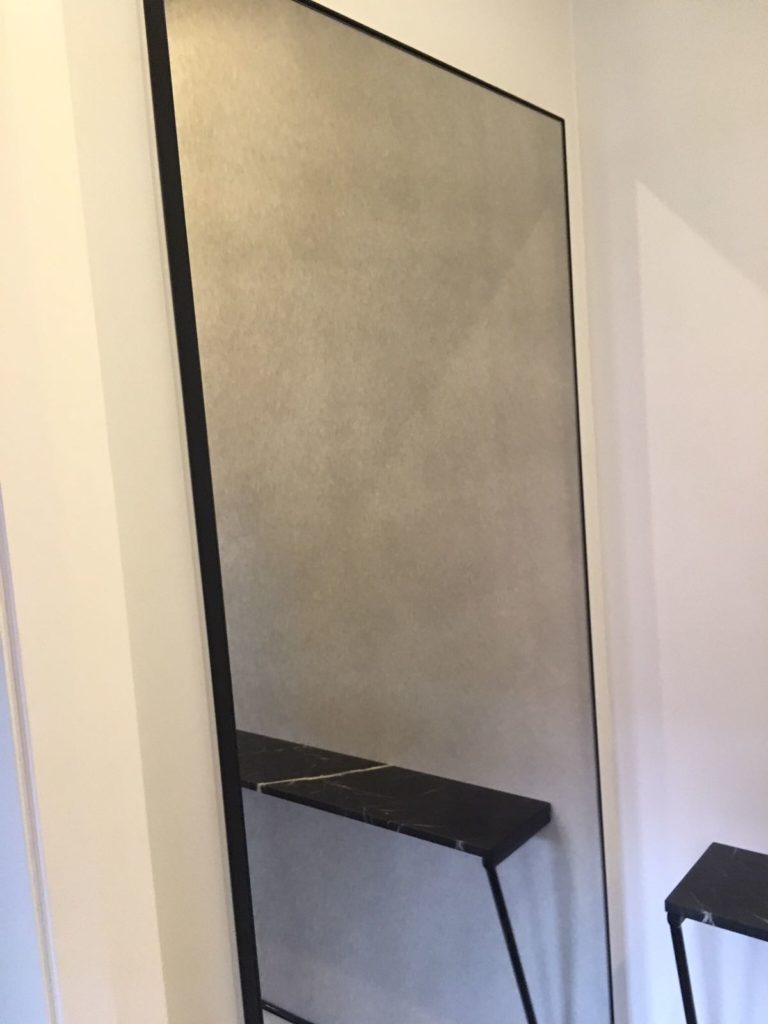 Antique Finish Mirror 5mm Recessed Into Black Powder Coated Frame