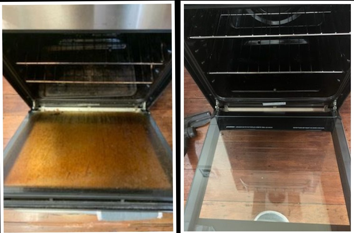 Greasy oven before and after
