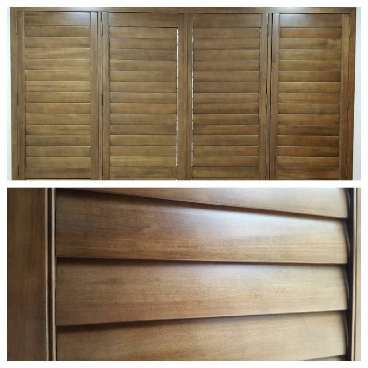 Timber Stained Basswood Plantation Shutters