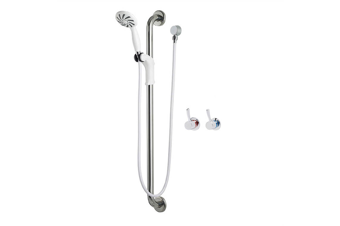 View Photo: Enware Leva 80 Recess Hand Held Shower Set with 900mm SS Grab rail