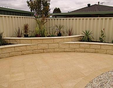 Limestone Curved Double Terrace and Patio Landscaping